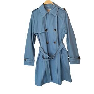 Michael Kors Women’s double-breasted belted trench coat light blue Size Large